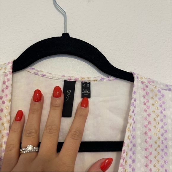 ASOS White Pastel Textured Dots V Neck Wrap Dress Midi Length Size XS Women’s - Picture 11 of 11